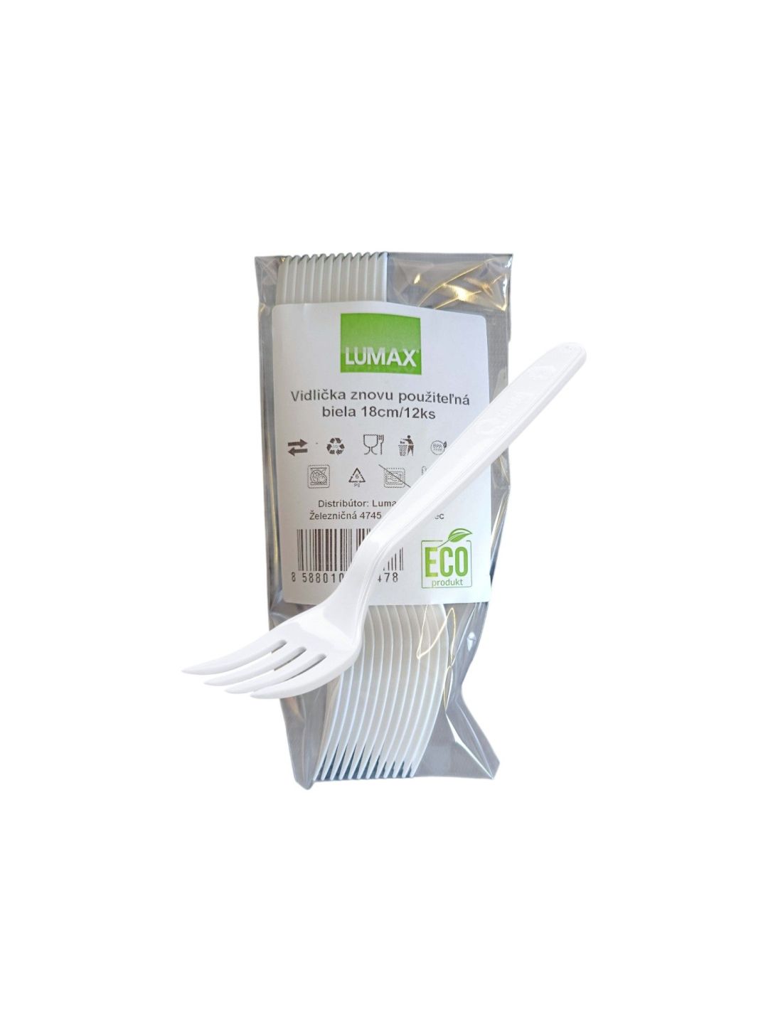 Vidlička znovu použiteľná biela 18cm /12ks