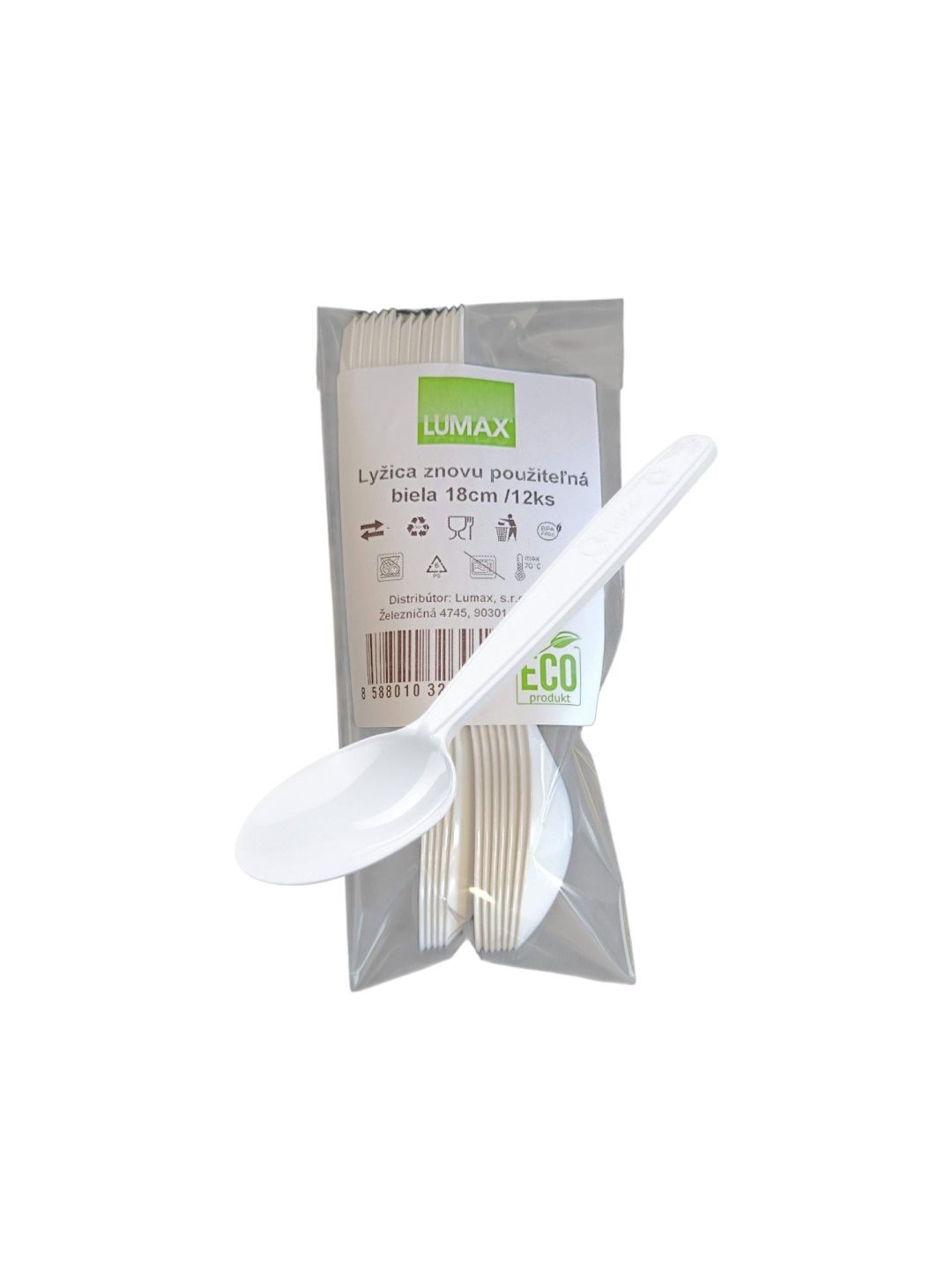 Lyžica znovu použiteľná biela 18cm /12ks
